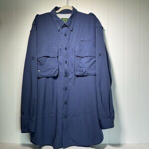 Cabelas Shirt Mens XLT Tall Blue Guide Wear Long Sleeve Fishing Outdoor Hiking